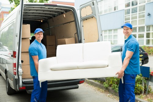 Removal team planning a move in Kensington street