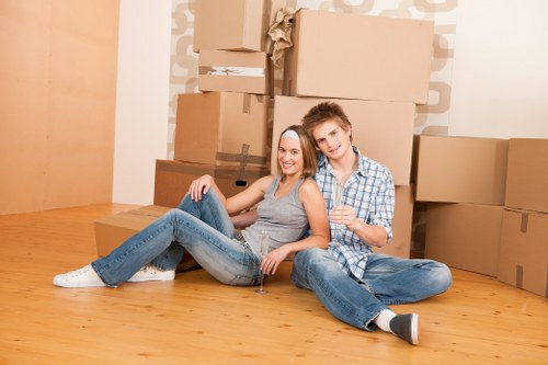 Removal van in Kensington near elegant residential streets