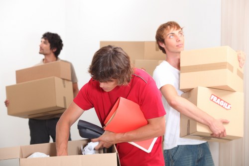 Boxes and furniture prepared for a professional Kensington home removal service
